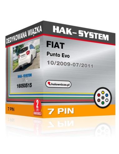 Dedykowana wiązka haka holowniczego FIAT Punto Evo, 2009, 2010, 2011 [7 pin]