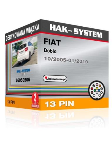 Dedykowana wiązka FIAT Doblo, 2005, 2006, 2007, 2008, 2009, 2010 bez systemu Check-Control [13 pin]