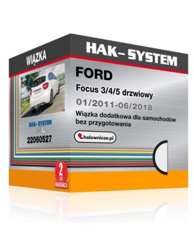 Wiązka dodatkowa dla samochodów bez przygotowania FORD Focus 3/4/5 drzwiowy, 2011, 2012, 2013, 2014, 2015, 2016, 2017, 2018 