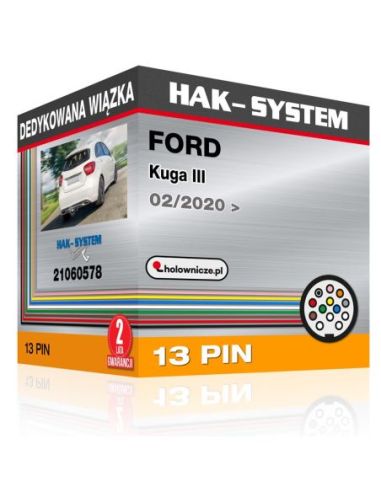Dedykowana wiązka FORD Kuga III, 2020, 2021, 2022, 2023 wersja samochodu z przygotowaniem pod instalację haka [13 pin]