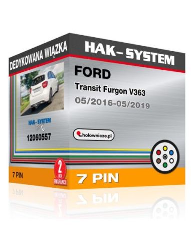 Dedykowana wiązka FORD Transit Furgon V363, 2016, 2017, 2018, 2019 wersja samochodu z przygotowaniem pod instalację haka [7 pin]