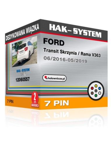 Dedykowana wiązka FORD Transit Skrzynia / Rama V363, 2016, 2017, 2018, 2019 wersja samochodu z przygotowaniem pod instalację hak
