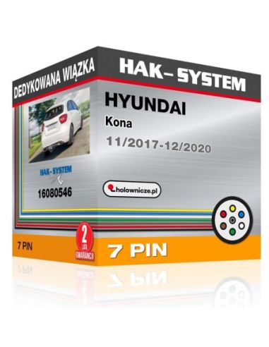 Dedykowana wiązka HYUNDAI Kona, 2017, 2018, 2019, 2020 wersja samochodu z przygotowaniem pod instalację haka [7 pin]