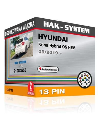 Dedykowana wiązka HYUNDAI Kona Hybrid OS HEV, 2019, 2020, 2021, 2022, 2023 wersja samochodu z przygotowaniem pod instalację haka