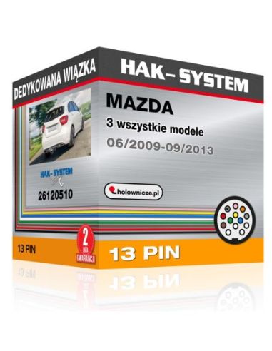 Dedykowana wiązka haka holowniczego MAZDA 3 wszystkie modele, 2009, 2010, 2011, 2012, 2013 [13 pin]