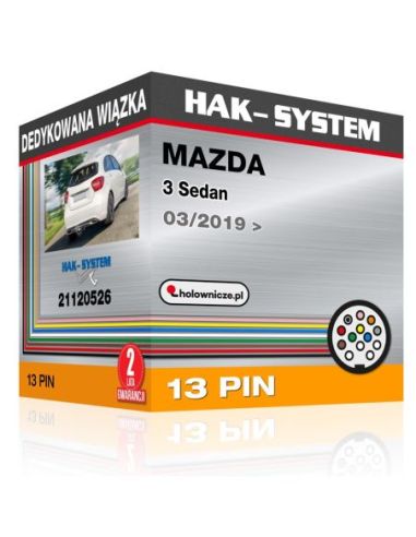 Dedykowana wiązka haka holowniczego MAZDA 3 Sedan, 2019, 2020, 2021, 2022, 2023 [13 pin]