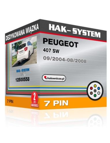 Dedykowana wiązka haka holowniczego PEUGEOT 407 SW, 2004, 2005, 2006, 2007, 2008 [7 pin]