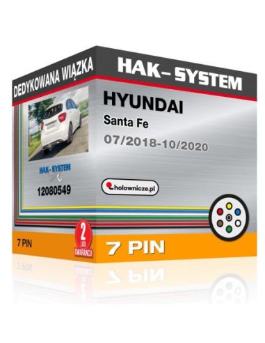 Dedykowana wiązka HYUNDAI Santa Fe, 2018, 2019, 2020 wersja samochodu z przygotowaniem pod instalację haka [7 pin]