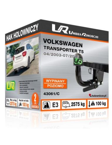 Hak holowniczy Volkswagen TRANSPORTER T5 wypinany poziomo