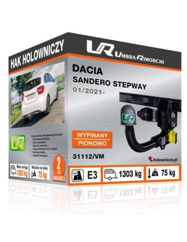 Hak holowniczy Dacia SANDERO STEPWAY wypinany pionowo