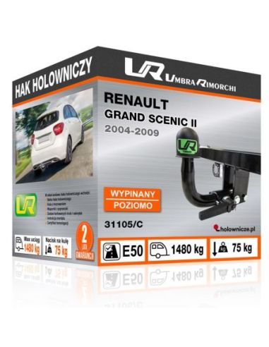 Hak holowniczy Renault GRAND SCENIC II wypinany poziomo