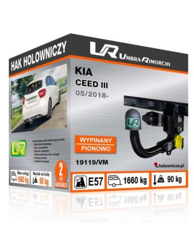 Hak holowniczy Kia CEED III wypinany pionowo