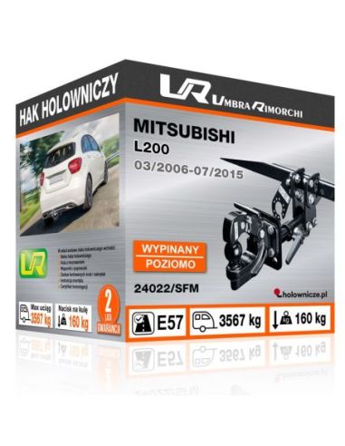 Hak holowniczy Mitsubishi L200 z kołnierzem wypinany poziomo 