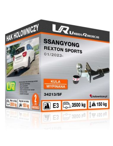 Hak holowniczy Ssangyong REXTON SPORTS z kulą kutą wypinaną poziomo