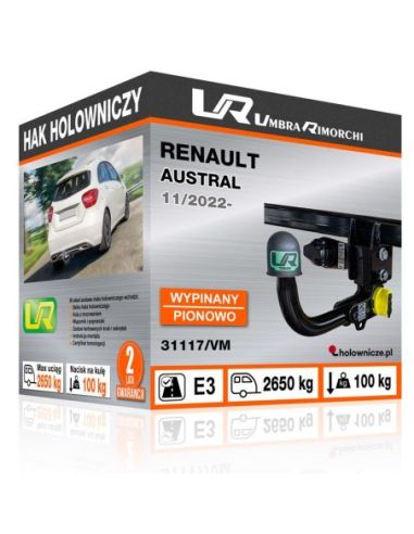 Hak holowniczy Renault AUSTRAL wypinany pionowo