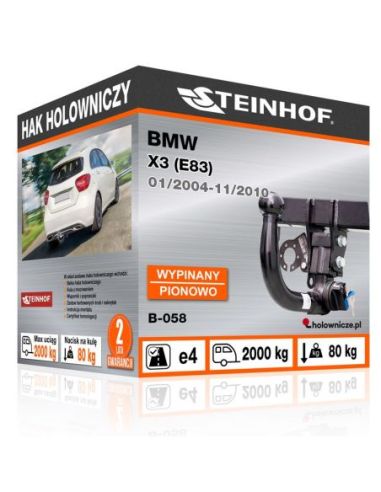 Hak holowniczy BMW X3 (E83) wypinany pionowo