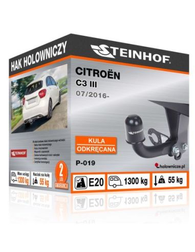 Hak holowniczy Citroën C3 III odkręcany