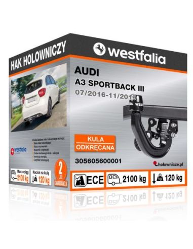 Hak holowniczy Audi A3 SPORTBACK III odkręcany