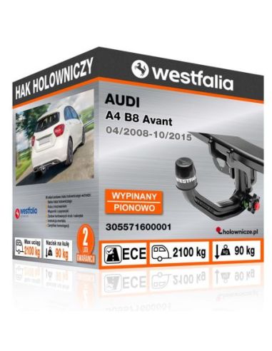 Hak holowniczy Audi A4 B8 AVANT wypinany pionowo