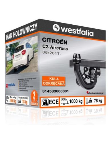 Hak holowniczy Citroën C3 AIRCROSS odkręcany