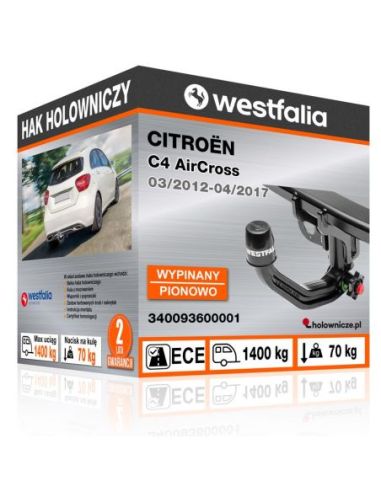 Hak holowniczy Citroën C4 AIRCROSS wypinany pionowo