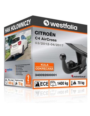 Hak holowniczy Citroën C4 AIRCROSS odkręcany