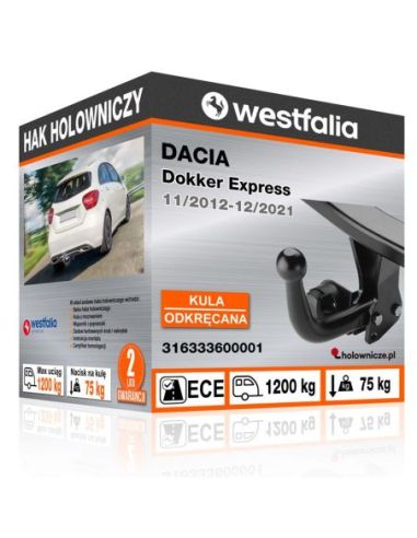 Hak holowniczy Dacia DOKKER EXPRESS odkręcany