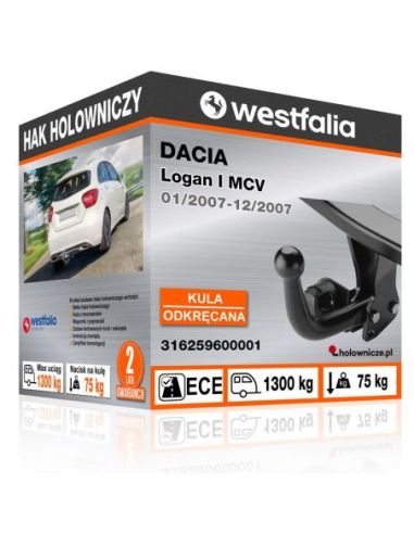 Hak holowniczy Dacia LOGAN I MCV odkręcany