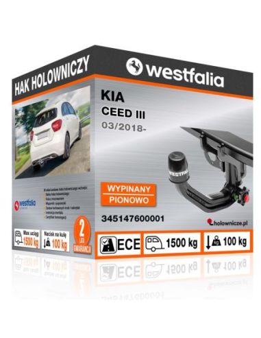 Hak holowniczy Kia CEED III wypinany pionowo