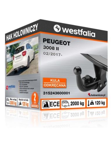 Hak holowniczy Peugeot 3008 II odkręcany